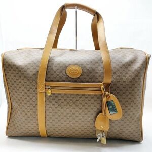 Vintage Gucci Micro GG Boston Bag Tan Brown PVC Duffel Bag weekender
